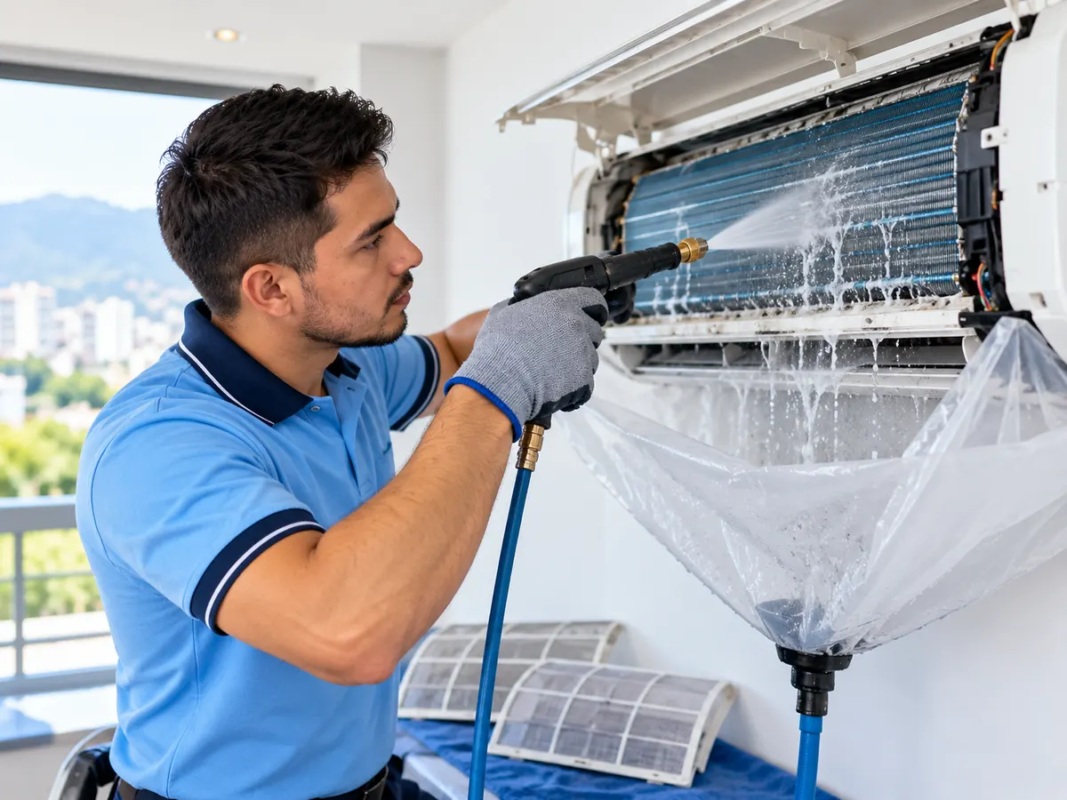 Lavado de evaporador de aire acondicionado