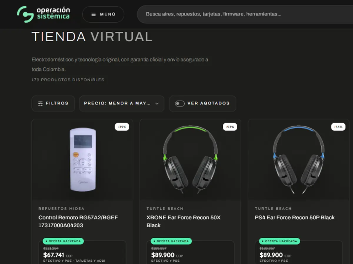 Proyecto: Tienda en línea · Operación Sistémica
